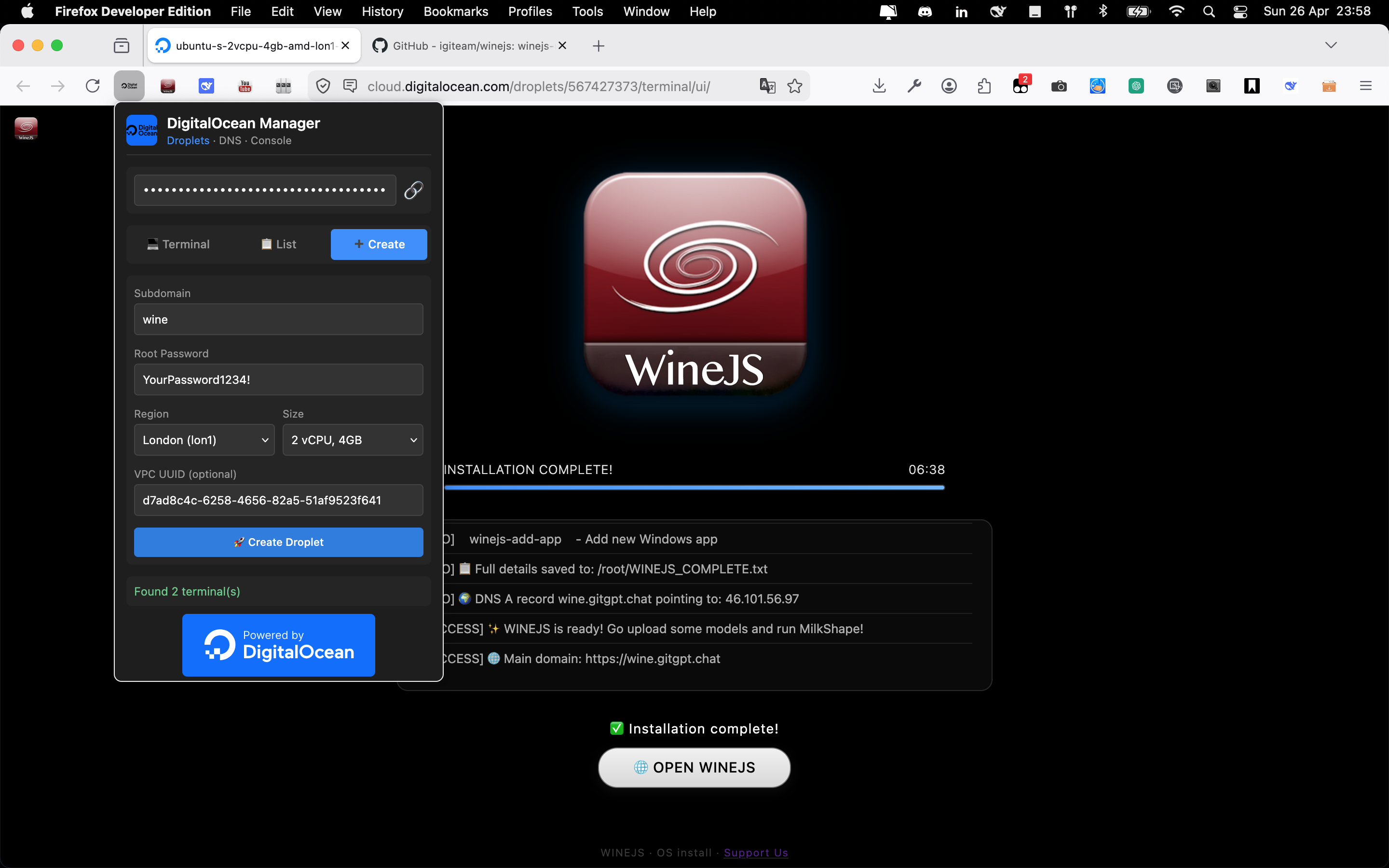 WineJS Firefox Addon