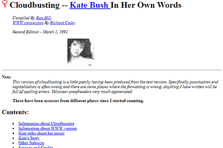 Cloudbusting – Kate Bush In Her Own Words