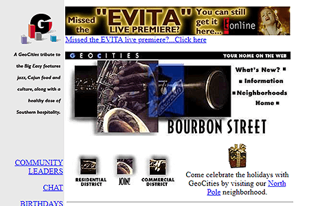 GeoCities BourbonStreet Neighborhood