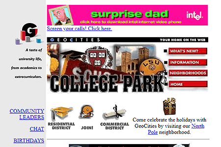 GeoCities CollegePark Neighborhood