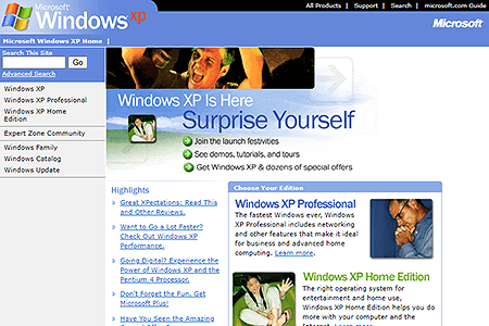 Windows XP Home Page