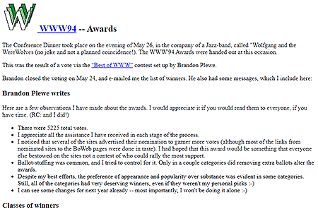 WWW’94 Awards